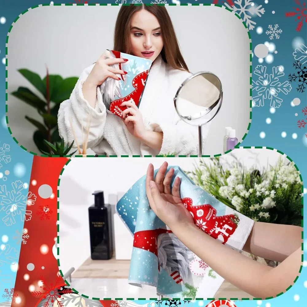 Festive Microfiber Towel Set with Christmas Gnomes - Perfect for Home or Travel